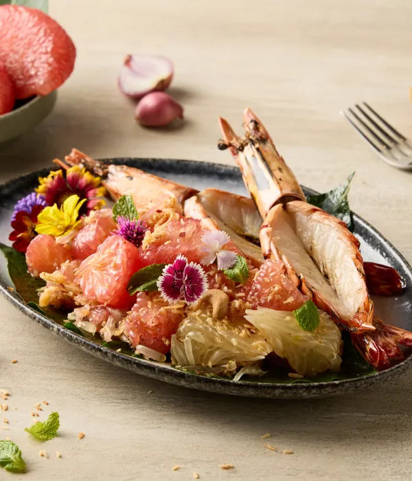 Pomelo-Salat mit Tigergarnelen