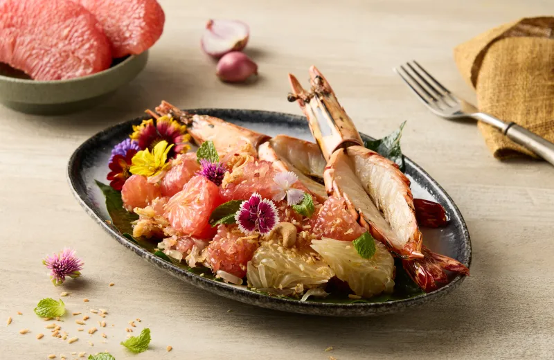 Pomelo-Salat mit Tigergarnelen